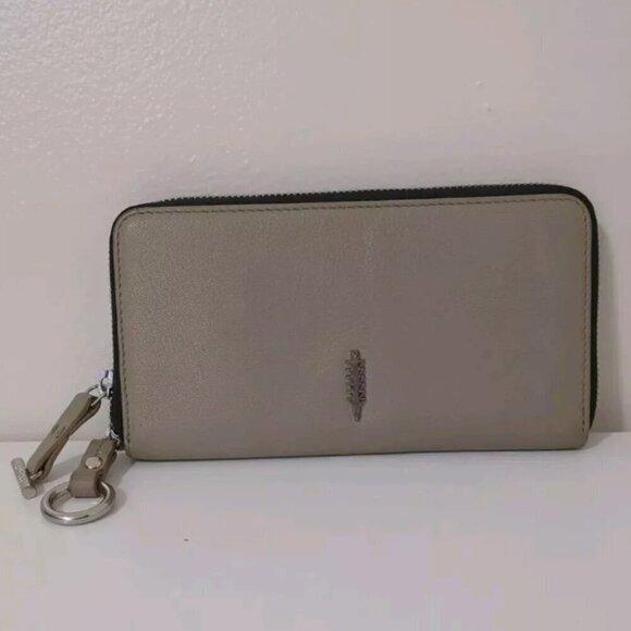 Thacker Handbags - Thacker New York Camila Leather Wallet, Taupe 2-Gusset Zip Around, EUC